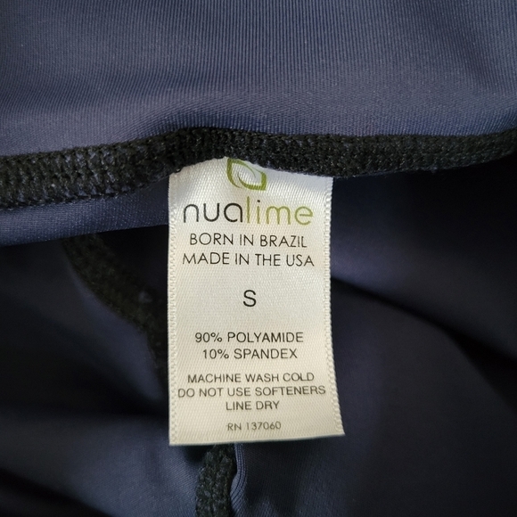 Nualime blue mesh panel 7/8 length athletic leggings- size S- made in USA - Picture 7 of 9